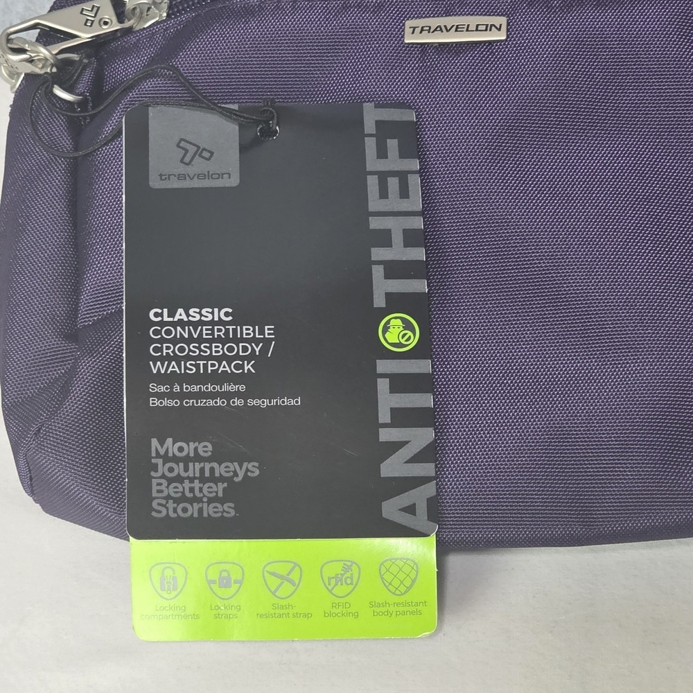 Travelon Anti-Theft Classic Convertible Crossbody & Waist Pack - Purple - Picture 4 of 9